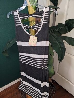 Derek Heart Black and White Striped Tank with Bow Back